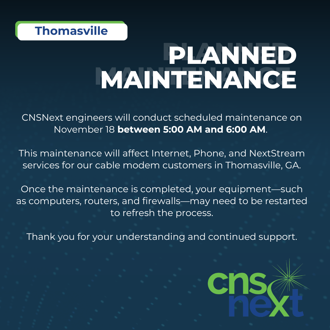 Planned maintenance in Thomasville